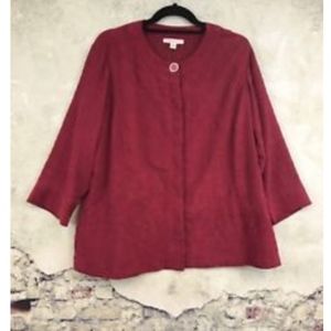 Coldwater Creek Hidden Buttons Cardigan Burgundy